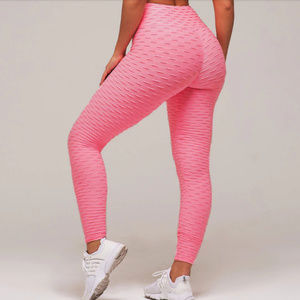 High Waist Scrunch Back Leggings - Pink